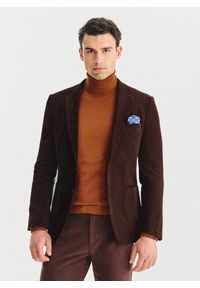 Pako Lorente - PAKO LORENTE - Brązowa sztruksowa marynarka męska. Okazja: na co dzień. Kolor: brązowy, niebieski. Materiał: sztruks. Styl: casual #5