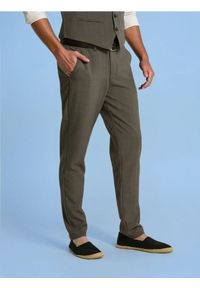 Sinsay - Spodnie chino slim fit w kratę - szary. Kolor: szary