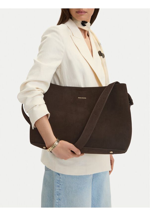 Gino Rossi - GINO ROSSI Torebka EO-LARA-513-518-2 Brązowy. Kolor: brązowy. Materiał: zamszowe, skórzane