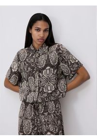 Reserved - Koszula z wiskozą - ciemnobrązowy. Kolor: brązowy. Materiał: wiskoza #1