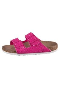 Klapki unisex Birkenstock Arizona Rivet. Zapięcie: bez zapięcia. Kolor: różowy. Materiał: skóra, syntetyk, materiał. Szerokość cholewki: normalna. Sport: turystyka piesza
