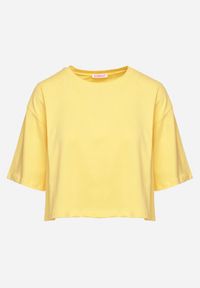 Born2be - Żółty Bawełniany T-shirt o Szerokim Kroju z Krótkim Rękawem Branjas. Okazja: na co dzień. Kolor: żółty. Materiał: bawełna. Długość rękawa: krótki rękaw. Długość: krótkie. Styl: casual #7