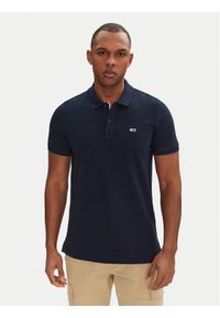 Tommy Jeans Polo DM0DM20676 Granatowy Slim Fit. Typ kołnierza: polo. Kolor: niebieski. Materiał: bawełna