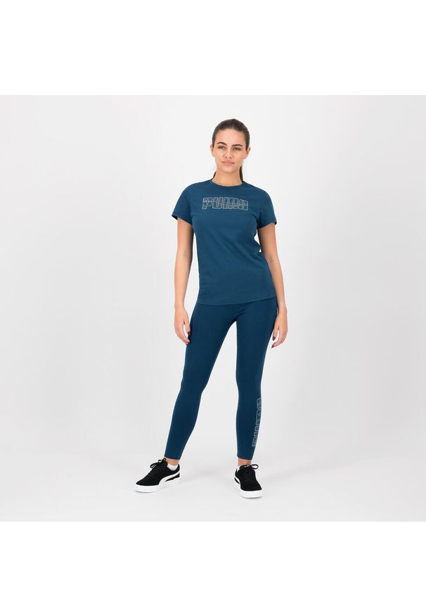 Koszulka z krótkim rękawem damska Puma Gym & Pilates. Kolor: niebieski. Materiał: bawełna, materiał. Długość rękawa: krótki rękaw. Długość: krótkie. Sport: joga i pilates