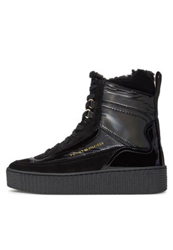 TOMMY HILFIGER - Tommy Hilfiger Trzewiki Patent Laceup City Snow Boot FW0FW07841 Czarny. Kolor: czarny. Materiał: zamsz, skóra