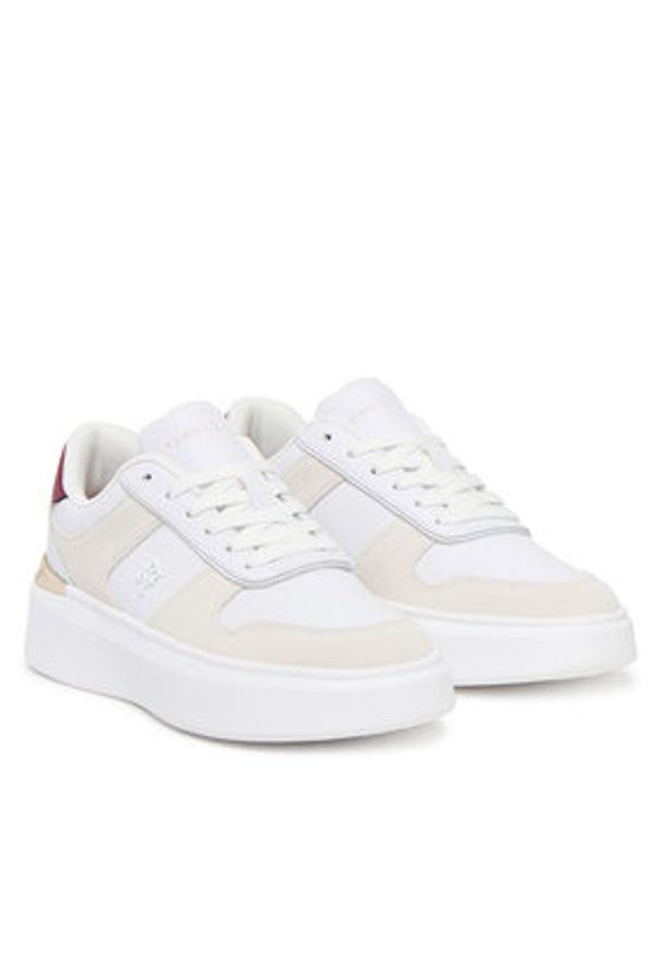 TOMMY HILFIGER - Tommy Hilfiger Sneakersy Fashion Court Mix FW0FW08632 Biały. Kolor: biały. Materiał: skóra