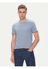 TOMMY HILFIGER - Tommy Hilfiger T-Shirt Logo MW0MW32584 Błękitny Regular Fit. Kolor: niebieski. Materiał: bawełna