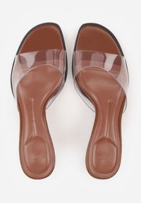 Born2be - Brązowe Klapki z Transparentną Cholewką na Niskiej Szpilce Yalindra. Okazja: na co dzień. Kolor: brązowy. Materiał: jeans. Sezon: lato. Styl: casual, elegancki #2