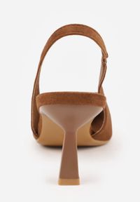 Born2be - Brązowe Czółenka VICES na Klepsydrowej Szpilce z Odkrytą Piętą Azisera. Kolor: brązowy. Materiał: jeans. Styl: elegancki #3