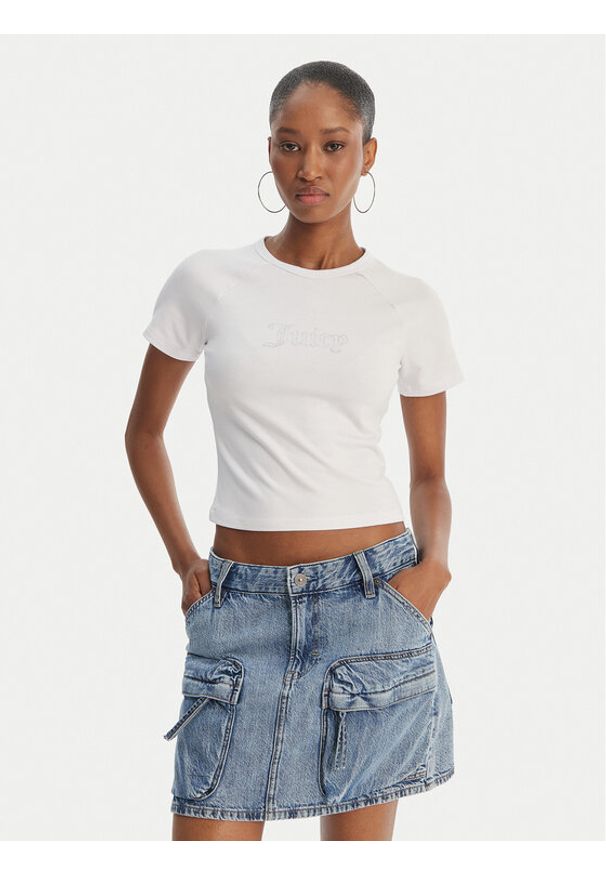 Juicy Couture T-Shirt Baby JCWCT126317 Biały Slim Fit. Kolor: biały
