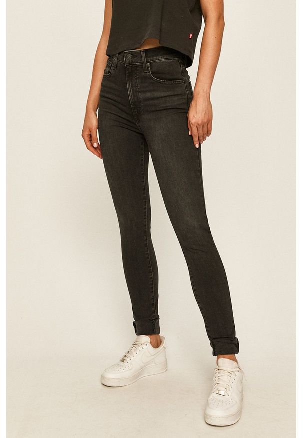 Levi's® - Levi's jeansy Mile High Super Skinny damskie high waist. Okazja: na spotkanie biznesowe. Stan: podwyższony. Kolor: czarny. Styl: biznesowy