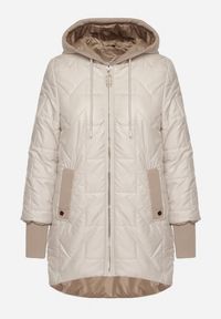 Born2be - Jasnoszara Pikowana Kurtka z Kapturem i Przedłużonym Tyłem Tulara. Okazja: na co dzień. Typ kołnierza: kaptur. Kolor: szary. Materiał: jeans. Wzór: aplikacja. Styl: casual, elegancki #2