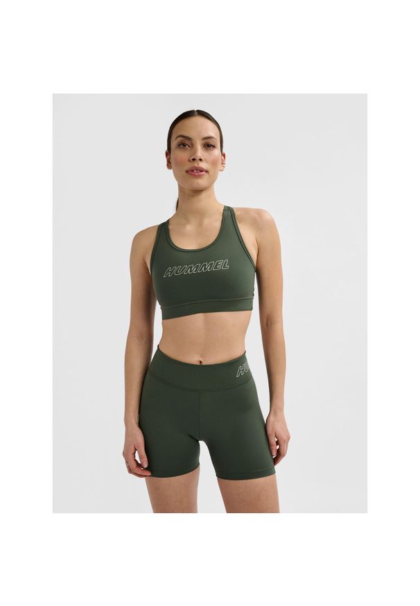 Biustonosz dla kobiet Hummel. Kolor: wielokolorowy, brązowy, zielony. Sport: piłka nożna