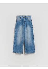 Reserved - Jeansy wide leg z opraniem - niebieski. Kolor: niebieski #1
