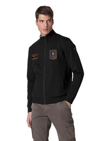 Aeronautica Militare - AERONAUTICA MILITARE Czarna męska bluza rozpinana, Rozmiar 3XL. Kolor: czarny #5