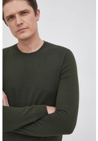 Sisley Sweter męski kolor zielony. Okazja: na co dzień. Kolor: zielony. Materiał: dzianina. Długość rękawa: długi rękaw. Długość: długie. Styl: casual #2