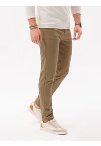 Ombre Clothing - Spodnie męskie chinosy SLIM FIT P1059 - beżowe - XXL. Okazja: na co dzień. Kolor: beżowy. Materiał: bawełna, tkanina, elastan. Styl: casual #4