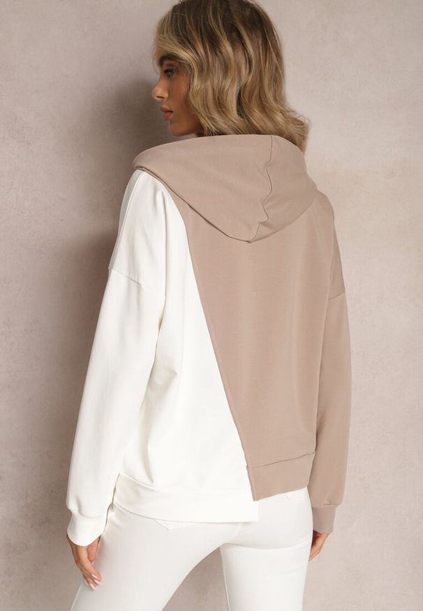 Renee - Beżowa Bawełniana Bluza z Kapturem i Ściągaczami Ardente. Typ kołnierza: kaptur. Kolor: beżowy. Materiał: bawełna