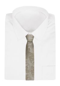 Klasyczny Krawat Męski - Chattier - Jasny Beż, Wzór w Kwiatki. Kolor: wielokolorowy, beżowy, brązowy. Materiał: tkanina. Wzór: kwiaty. Styl: klasyczny