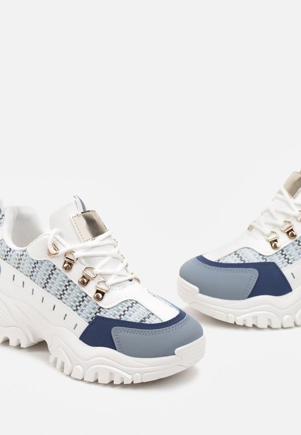 Renee - Niebieskie Sneakersy przed Kostkę na Platformie Sparkani. Wysokość cholewki: przed kostkę. Kolor: niebieski. Obcas: na platformie