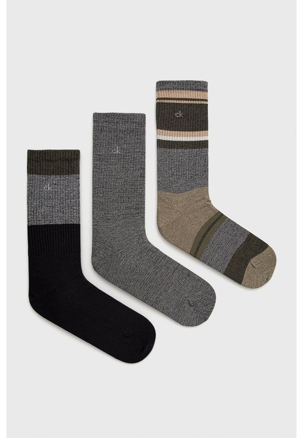 Calvin Klein Skarpetki (3-pack) męskie kolor zielony. Kolor: zielony