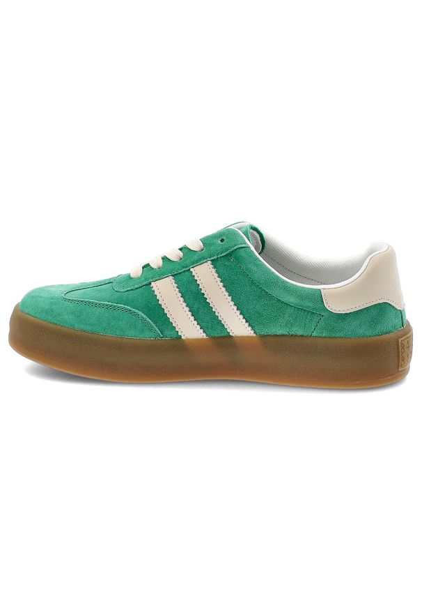 Zielone Sneakersy Filippo Sportowe Obuwie Damskie. Okazja: na co dzień. Zapięcie: pasek. Kolor: zielony. Materiał: guma, zamsz. Szerokość cholewki: normalna