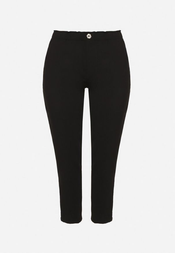 Born2be - Czarne Spodnie o Prostym Kroju z Gumką w Talii Filavia. Okazja: na co dzień. Kolor: czarny. Styl: sportowy, elegancki, casual
