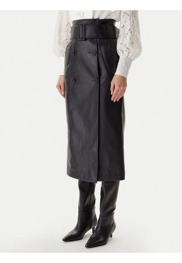 Morgan Spódnica z imitacji skóry 242-JADY Czarny Regular Fit. Kolor: czarny. Materiał: skóra