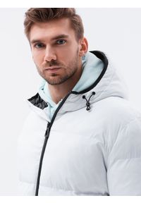Ombre Clothing - Kurtka męska puffer - biała V1 C533 - XL. Kolor: biały. Materiał: poliester, nylon. Sezon: zima #3