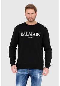 Balmain - BALMAIN Czarna bluza męska z dużym logo, Rozmiar L. Kolor: czarny