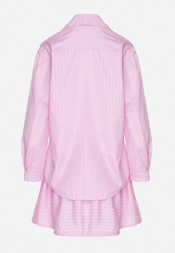 Born2be - Różowy Komplet Koszula i Rozkloszowana Spódnica Novarene. Kolor: różowy