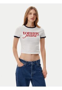 Tommy Jeans T-Shirt Script Ringer DW0DW20631 Écru Slim Fit. Materiał: bawełna #1