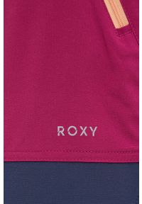 Roxy szorty outdoorowe One For The Road damskie kolor granatowy wzorzyste medium waist. Kolor: niebieski. Materiał: materiał, włókno
