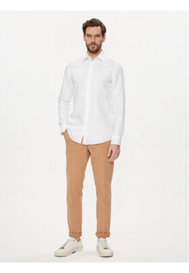 BOSS - Boss Koszula H Hank Kent C1 214 50490234 Biały Slim Fit. Typ kołnierza: kołnierzyk klasyczny. Kolor: biały. Materiał: len