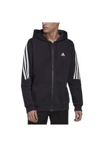 Adidas - Bluza adidas Future Icons 3-Stripes Full-Zip HK4568 - czarna. Typ kołnierza: kaptur. Kolor: czarny. Materiał: materiał, bawełna, poliester. Wzór: aplikacja. Styl: klasyczny, sportowy #1