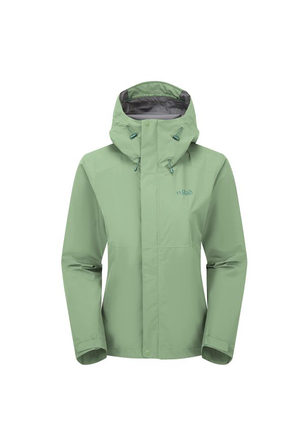 Kurtka przeciwdeszczowa damska Rab Women's Downpour Jacket z kapturem. Typ kołnierza: kaptur. Kolor: zielony