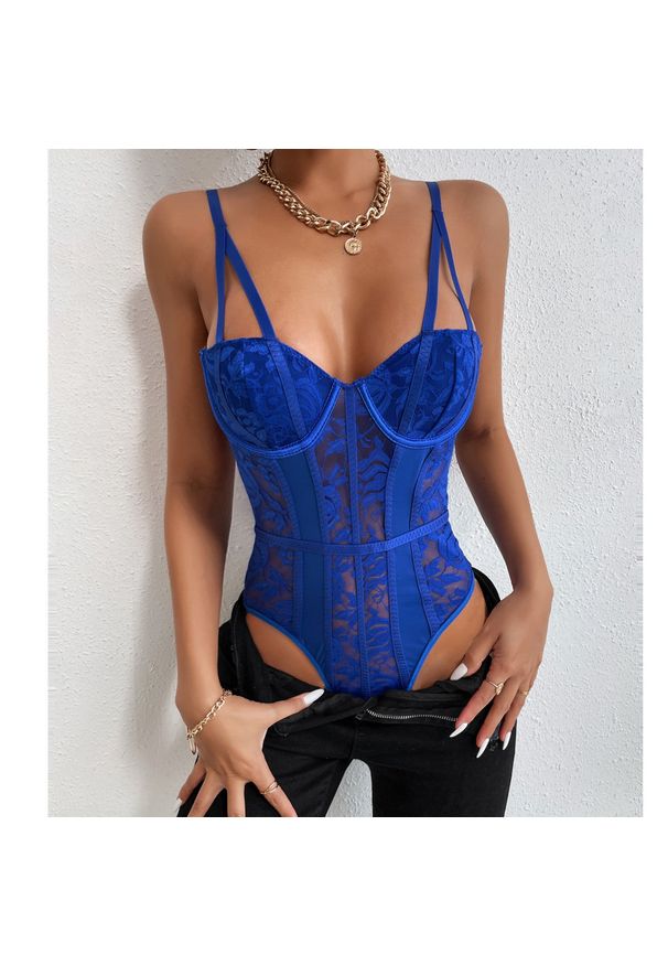 Intica - Body z haftem na romantyczne wieczory Tabatha. Kolor: czarny. Materiał: materiał. Wzór: haft