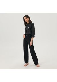 Sinsay - Jeansy wide leg high waist - Czarny. Stan: podwyższony. Kolor: czarny #1