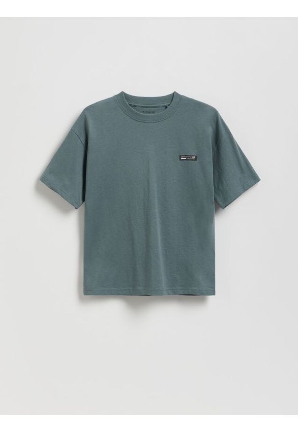 Reserved - Bawełniany t-shirt oversize - kremowy. Kolor: kremowy. Materiał: bawełna