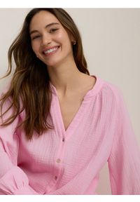 Reserved - Muślinowa bluzka - różowy. Kolor: różowy. Materiał: bawełna #1