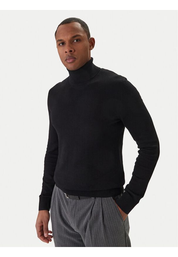 Jack & Jones Golf Emil Knit Roll Neck 12157417 Czarny Regular Fit. Typ kołnierza: golf. Kolor: czarny. Materiał: bawełna