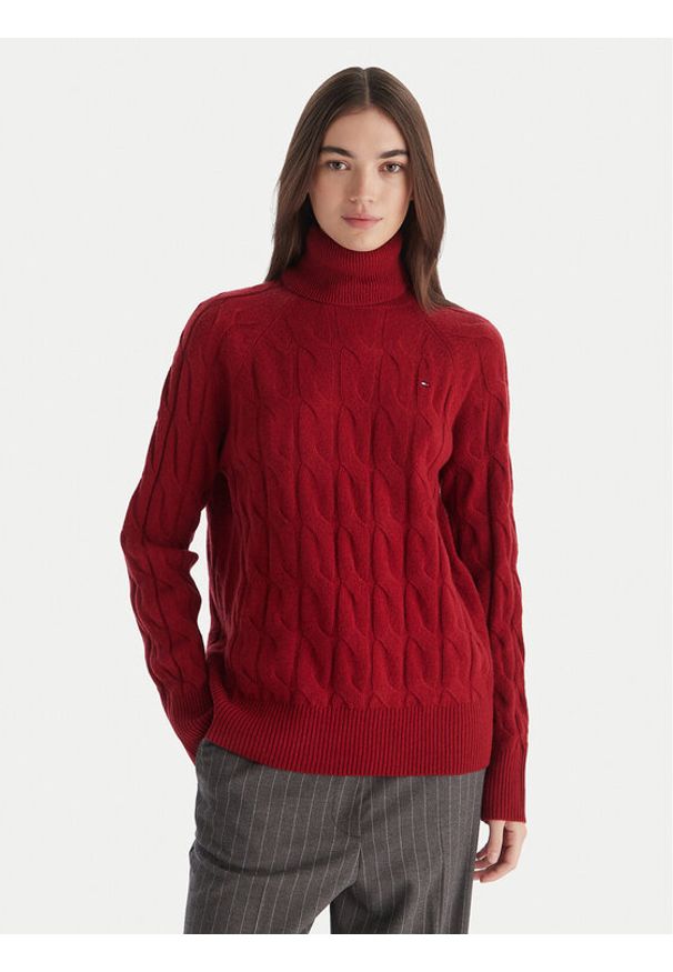 TOMMY HILFIGER - Tommy Hilfiger Golf WW0WW46791 Czerwony Regular Fit. Typ kołnierza: golf. Kolor: czerwony. Materiał: wełna