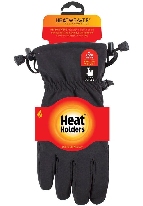 HEAT HOLDERS - Czarne Rękawiczki Softshell L-XL: Ciepłe i Wiatroodporne. Kolor: czarny. Materiał: softshell. Sport: turystyka piesza