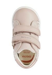 Geox buty skórzane dziecięce kolor różowy. Nosek buta: okrągły. Zapięcie: rzepy. Kolor: różowy. Materiał: skóra