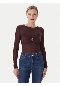 Elisabetta Franchi Body BO-016-57E2-V390 Bordowy Slim Fit. Kolor: czerwony. Materiał: wiskoza