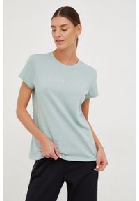 Calvin Klein Performance t-shirt treningowy kolor turkusowy. Kolor: turkusowy. Materiał: skóra #5