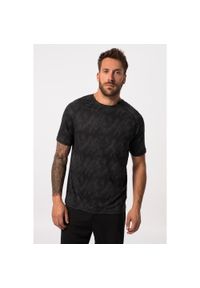 JAY-PI - Męski T-shirt FLEXNAMIC® fitness okrągły dekolt rękaw 1/2 nadruk. Kolekcja: plus size. Kolor: czarny. Materiał: elastan, poliester, materiał. Wzór: nadruk. Sport: fitness