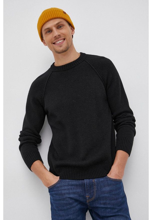 Sisley - Sweter wełniany. Okazja: na co dzień. Kolor: czarny. Materiał: wełna. Długość rękawa: długi rękaw. Długość: długie. Styl: casual