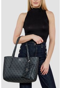 Guess - GUESS Szara damska shopperka Brenton. Kolor: szary. Materiał: skórzane. Styl: elegancki, casual #9