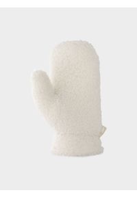 4f - Rękawiczki zimowe z jednym palcem uniseks - kremowe. Kolor: beżowy. Materiał: materiał. Sezon: zima